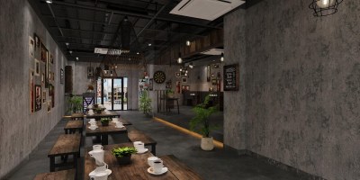 工业风烧烤店3D模型下载